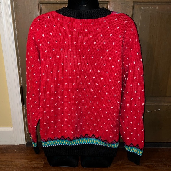 Complements 90s Retro Red Colorful Knit Button Up Cardigan Sweater Size S - Picture 6 of 14